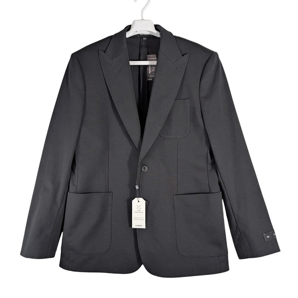 EXPRESS Slim Fit Black Stretch Cotton-Blend Knit Suit Jacket Men’s Size 40R Slim